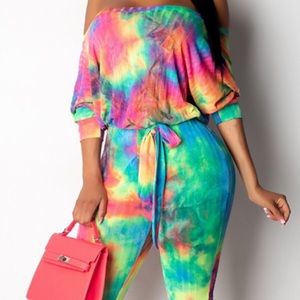 Tie-Dye Off Shoulder Jumper